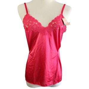 Vintage Vanity Fair Lace Front Pink Camisole Size 34 Pink Red Hot 17764 Lingerie